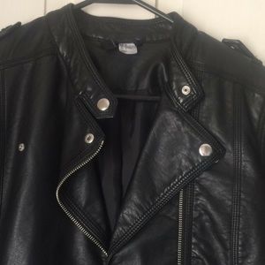 Divided black faux leather jacket size 6